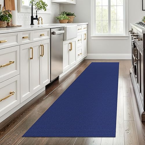 Vista 430 de EARTHALL - Tapete tejido lavable con parte trasera de goma, tapete trenzado de algodón antideslizante para interiores para entrada, pasillo, cocina