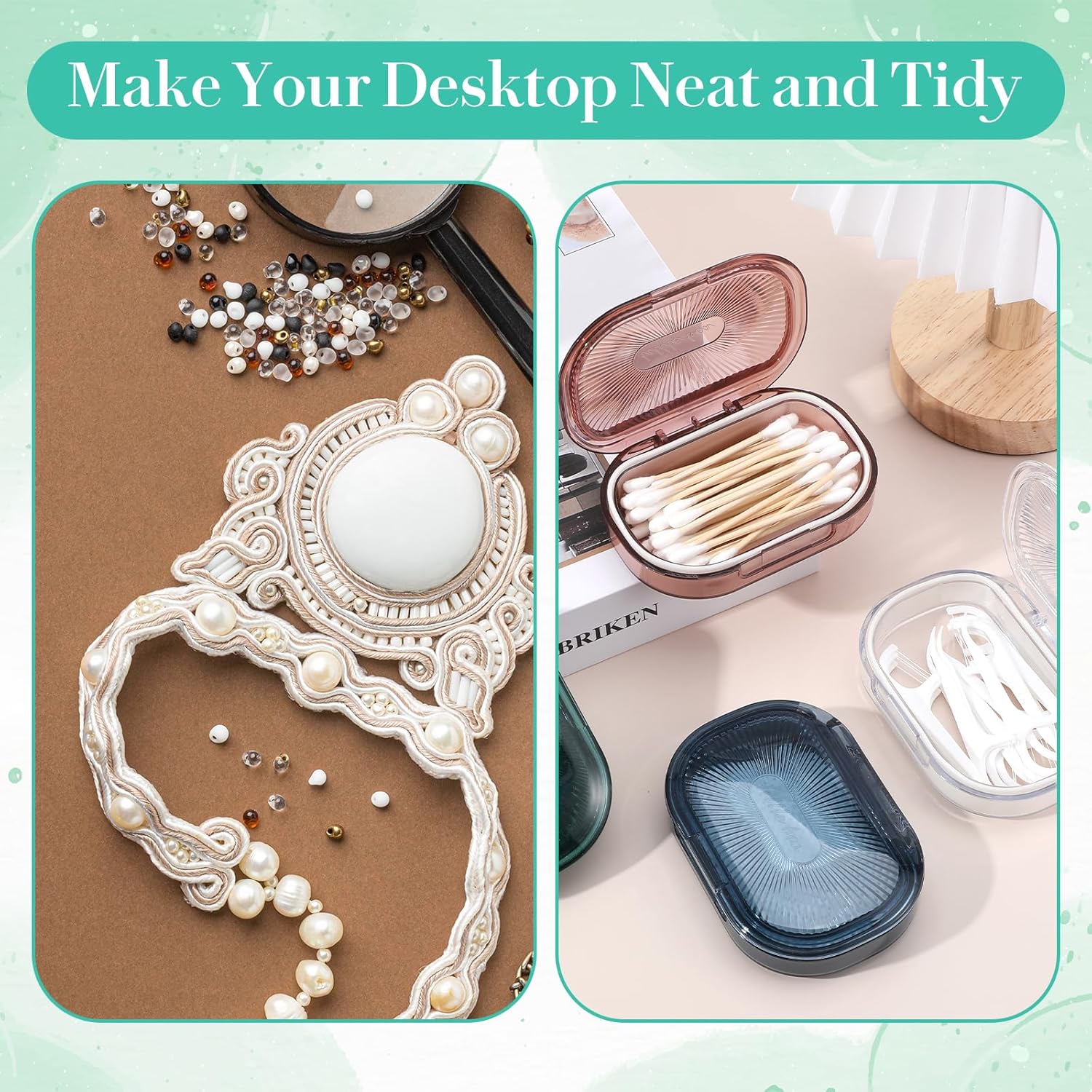 MAQUITA 8 Pcs Hair Tie Container, Portable Travel Cotton Swab Container, Waterproof Multifunctional Storage Box with Lid for Tiny Item Hair Accessories Flosser Home Offices Travel - Image 6