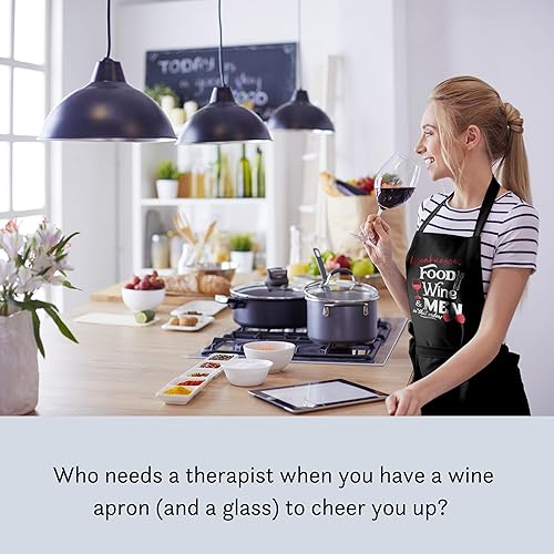 Miniatura 2 de Fay People Delantales de vino para mujer o delantales divertidos para mujeres en 2 estilos, regalos de vino para mujeres o artículos divertidos de
