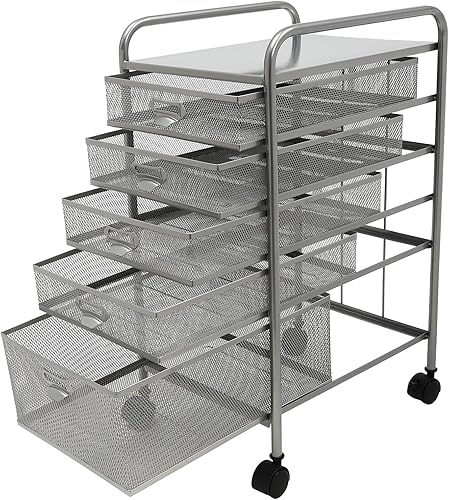 Miniatura 5 de Archivador rodante con 5 cajones, organizador de carrito de manualidades con ruedas, almacenamiento delgado para maquillaje, cocina, utilidades,