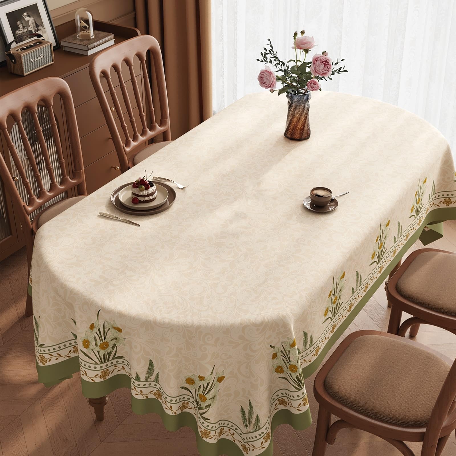 Beige Khaki Tischfolie Tischdecke Eckig, Tischdecken PVC 90x140cm