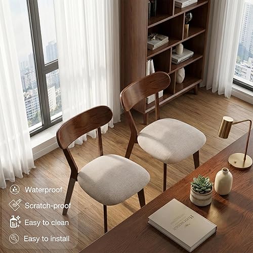 Miniatura 5 de Sillas de comedor de madera maciza 100% - Prácticas sillas de cocina - Silla de madera para comedor, cocina (4, nogal con cojín gris) Nogal con