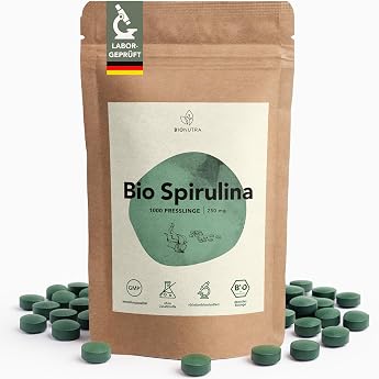 BioNutra&reg; Spirulina Organic Pellets, 100% Pure &amp; Natural, Residue-Controlled | r&uuml;ckstandskontrolliert, ohne Zus&auml;tze, Spirulin