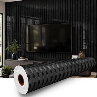 Black Metallic Stripe Peel and Stick Wallpaper, 23.6 x 118 in
