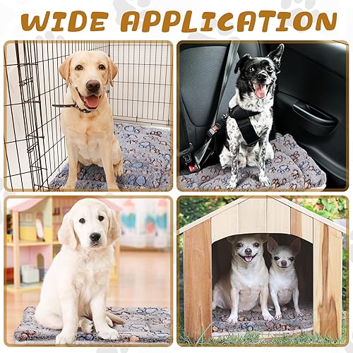 Miniatura 6 de Paquete de 4 tapetes de cama ultra suaves para perros y gatos, con bonitos estampados, reversible, de forro polar, para perrera, acogedora, lavable,