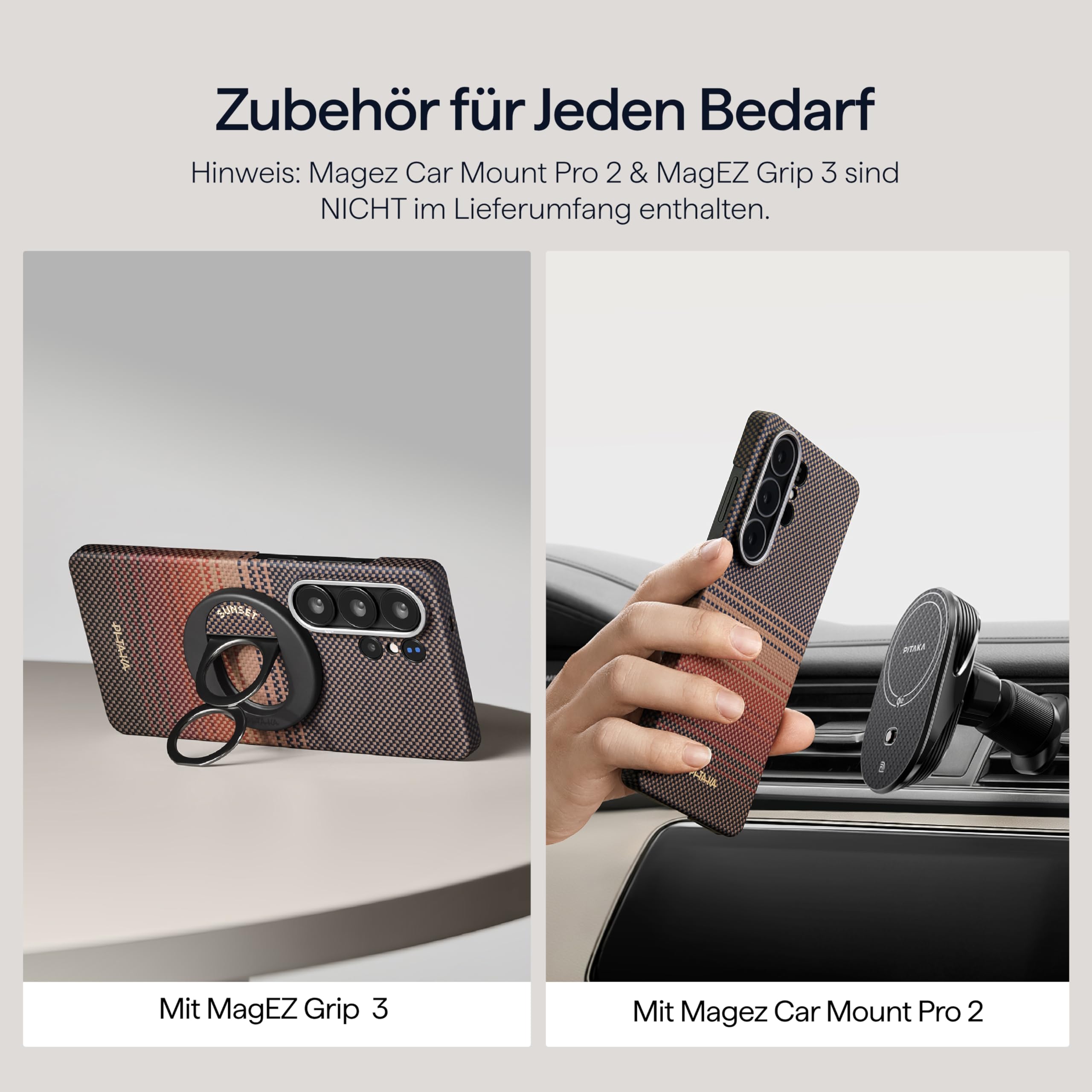 pitaka Ultradünne Hülle für Galaxy S26 Ultra Aramidfaser Sonnenuntergang | Aramidfaser Hülle für Samsung Galaxy S26 Ultra mit Aaron Button Slim Magsafe-kompatibel Handyhülle mit Kameraschutz