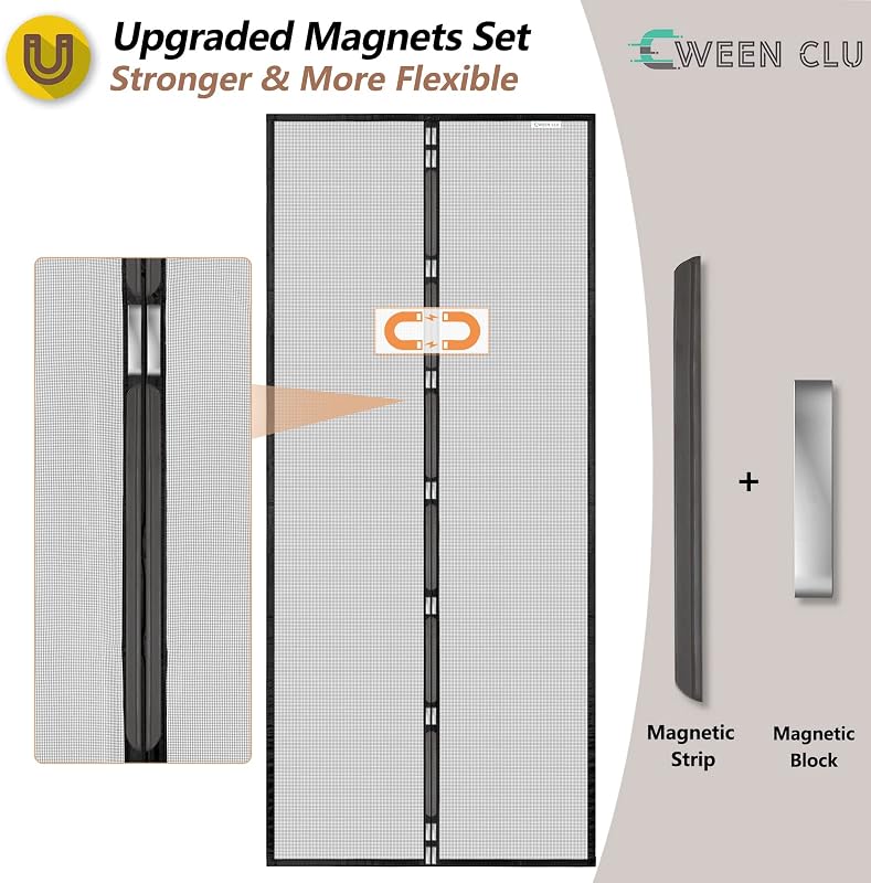 CWEEN CLU Mágneses Szúnyogháló Ajtóra 110x240 cm Fúrás Nélkül