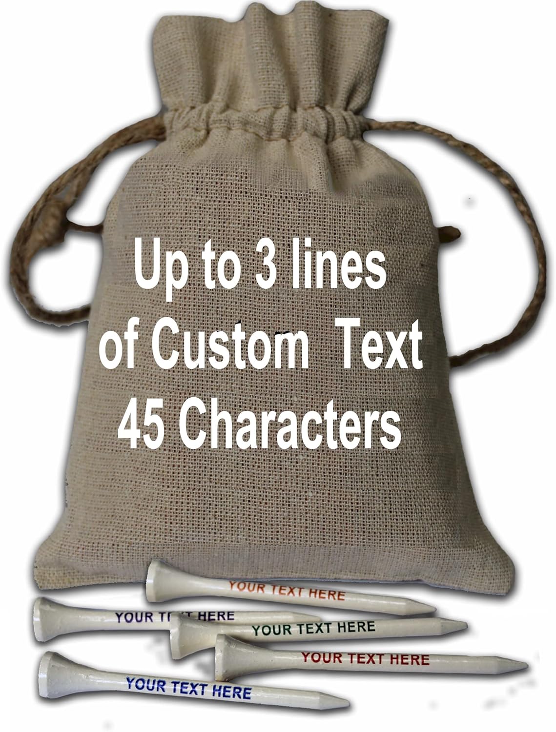 Personalized 100 White Golf Tees in Bag - Elevate Your Game with Distinctive Style and a Personal Touch on the Greens!