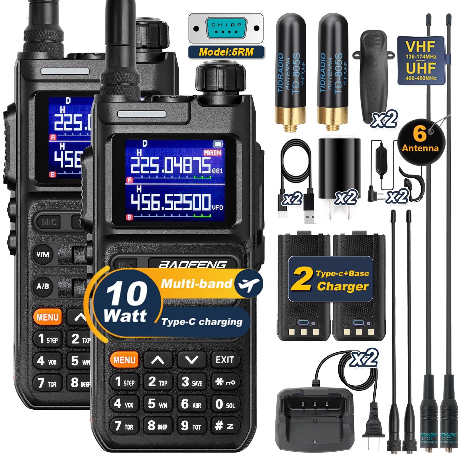 BAOFENG Radio Ham Radio Handheld 10W Long Range Radio UV-26 (5RM New Ver), 5RM Walkie Talkies NOAA Receiver, Emergency Two Way Radios,USB-C Charging