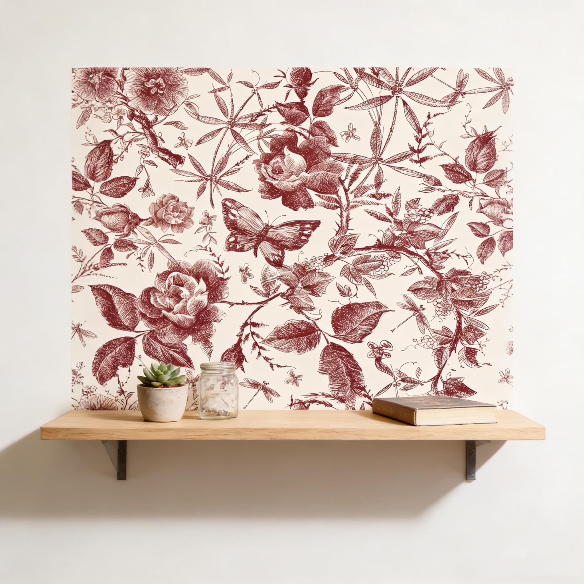 Tapeta, odklej i przyklej, tapety 39,9 x 299 cm, kwiaty róż, czerwona i biała, winylowa, odklej i przyklej, tapeta do szafki, papier kontaktowy, nowoczesna tapeta do wystroju domu