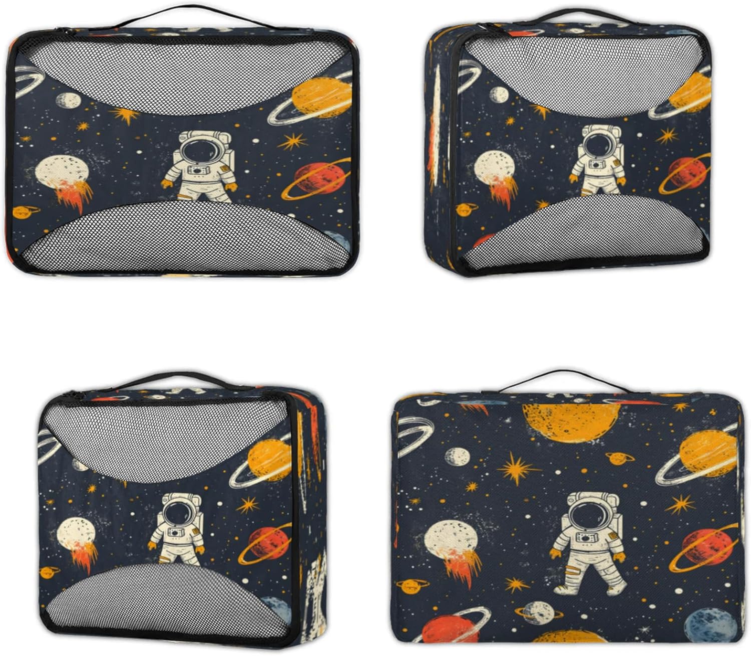 4 Set Packing Cubes for Travel, Cute Astronaut Packing Cubes for Women, Travel Luggage Packing Organizers, Packing Cube Set, Astrology Astronomy Comet