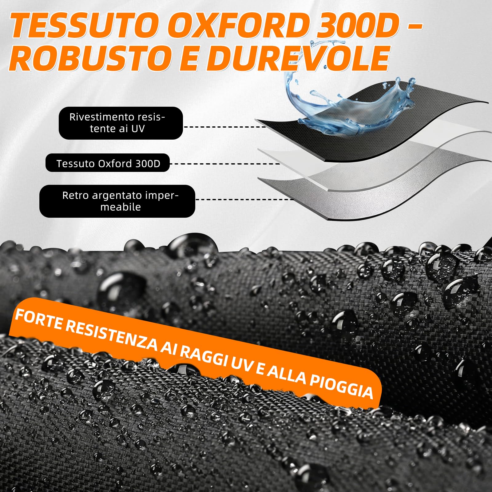 Telo di copertura impermeabile per bicicletta di carico, robusto telo di copertura Oxford 300D con protezione UV, strisce riflettenti per e-bike, furgoni e bici cargo (270 x 75 x 100 cm) (per due