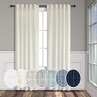 Vista 1 de Cortinas de lino natural semitraslúcidas Pitalk de 36 pulgadas de ancho para sala de estar, juego de 2 paneles con pestaña trasera, cortinas