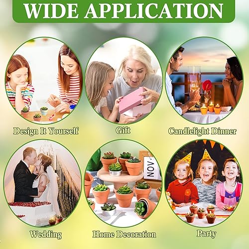 Miniatura 7 de Treela 18 velas de té de cactus suculentas, hechas a mano, velas de té para baby shower, para plantas, regalo con mini candelabros de arcilla de