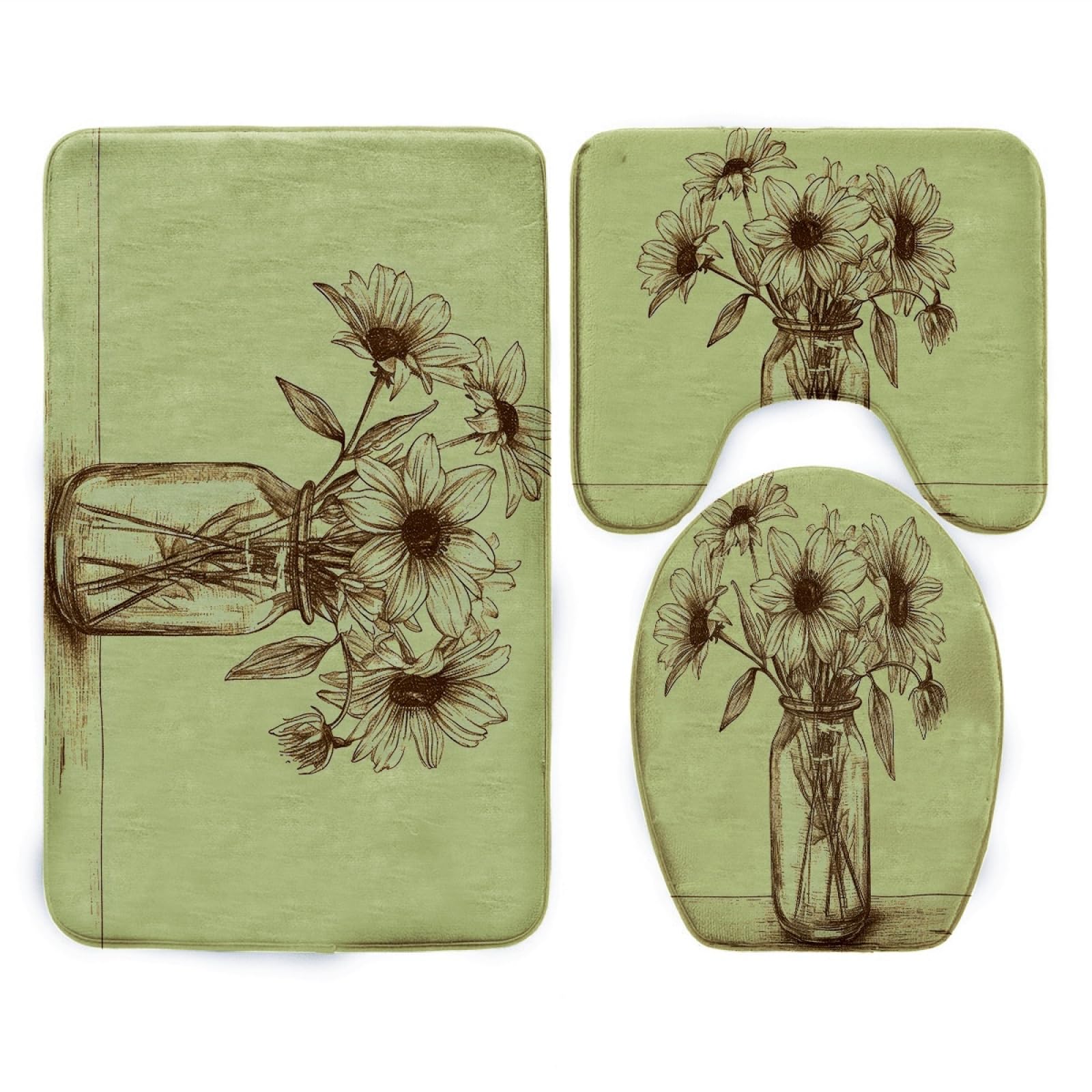 Tapis de bain antidérapant au motif café pour une ambiance nature du salon à la toilette