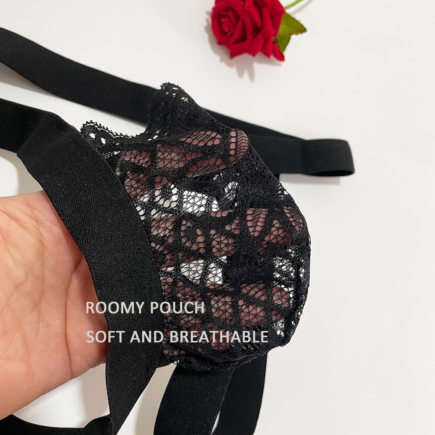 Mens Lace Thong Underwear, Low Waist Pouch Panties, feminine Male Lingerie