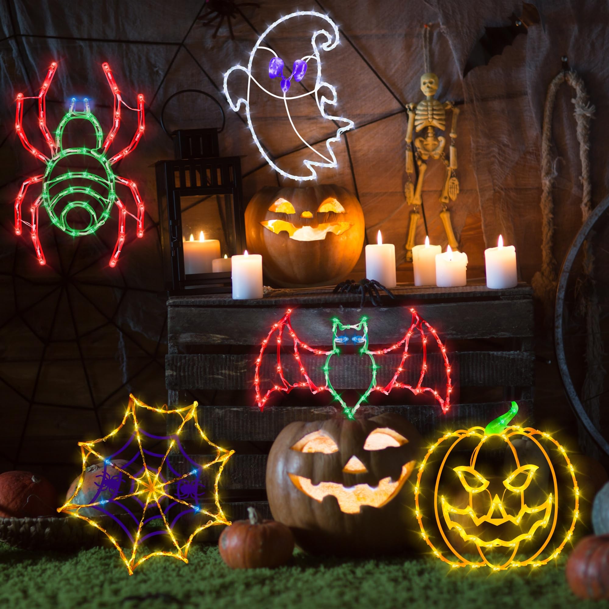 Lighted Halloween Window Silhouettes Northlight 13" Holographic