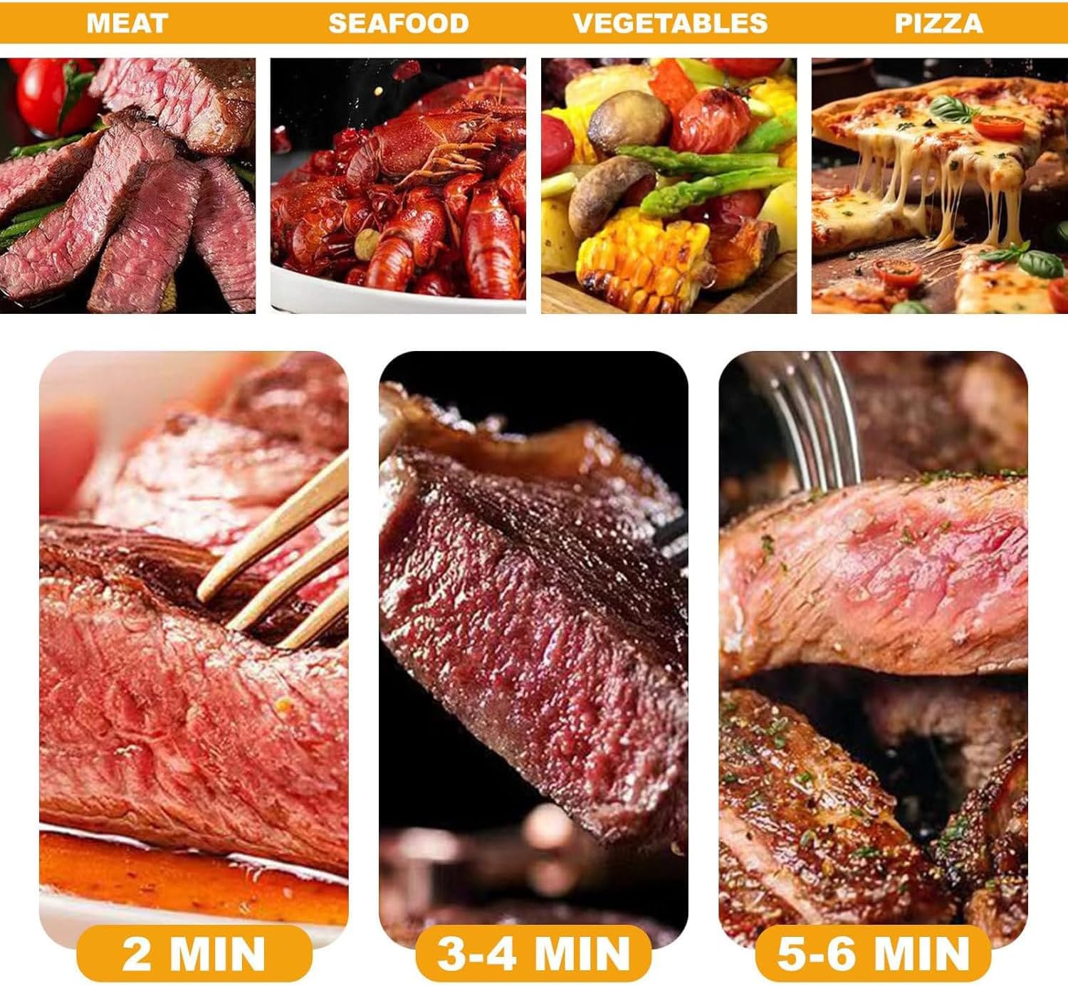 Electric Steak Grill, Commercial Steak Broiler, with Timer & 9 Height Settings, 5 Minutes Preheating, Countertop Stainless Steel Broiler for Steak, Lamb, Seafood, BBQ