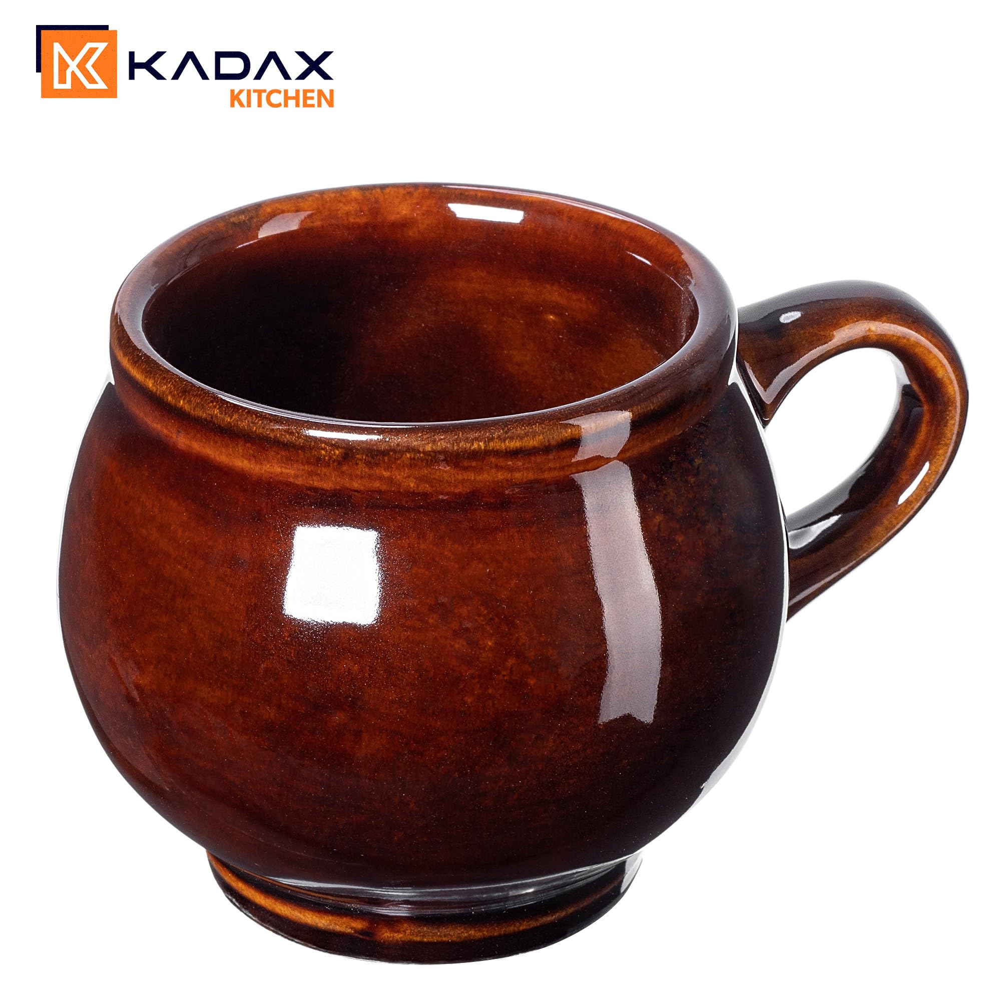 KADAX Juego de 4 vasos de barro, 300 ml, tazas de cerámica con asa para vino caliente, hidromiel y té, taza de cerámica hecha a mano, taza de Navidad, taza de vino caliente de arcilla