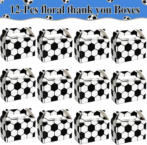 Miniatura 3 de Tevxj Paquete de 12 cajas de recuerdos de fiesta de fútbol, bolsas de dulces de fútbol, regalos de fiesta, regalos de equipo de fútbol deportivo,