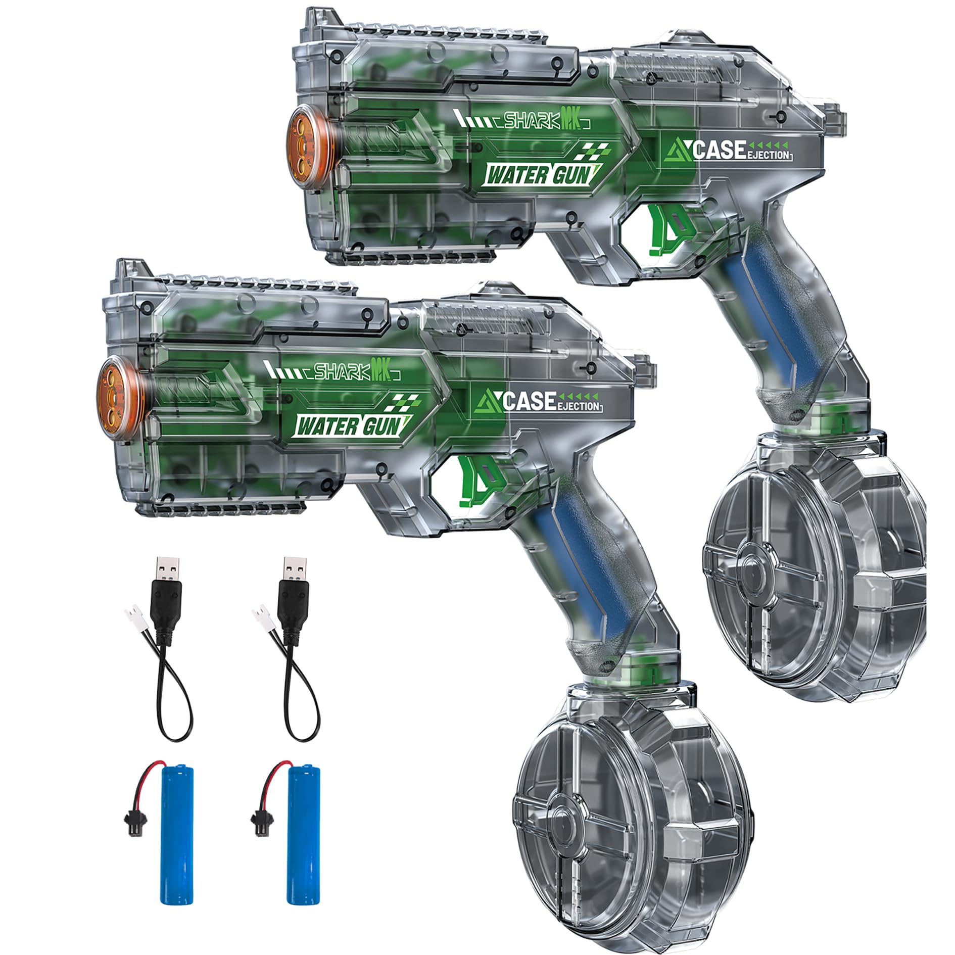 2 Pack Electric Water Gun with LED Light, Water Guns for Adults, Magazine Large Capacity Automatic Water Gun, Summer Water Toys for Pool, Beach,Outdoor