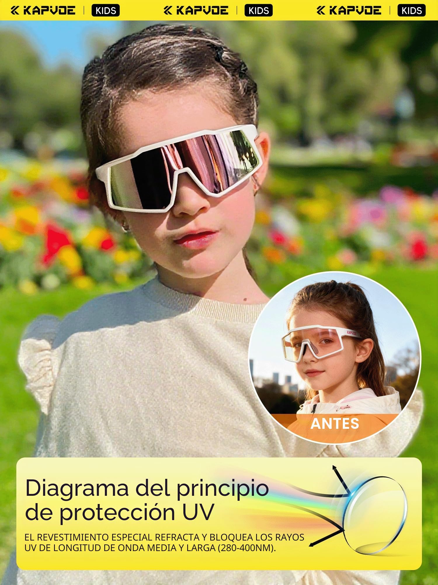 KAPVOE Gafas de Béisbol para Niños K9031 | Montura TR90, almohadilla nasal ajustable para béisbol y sóftbol.