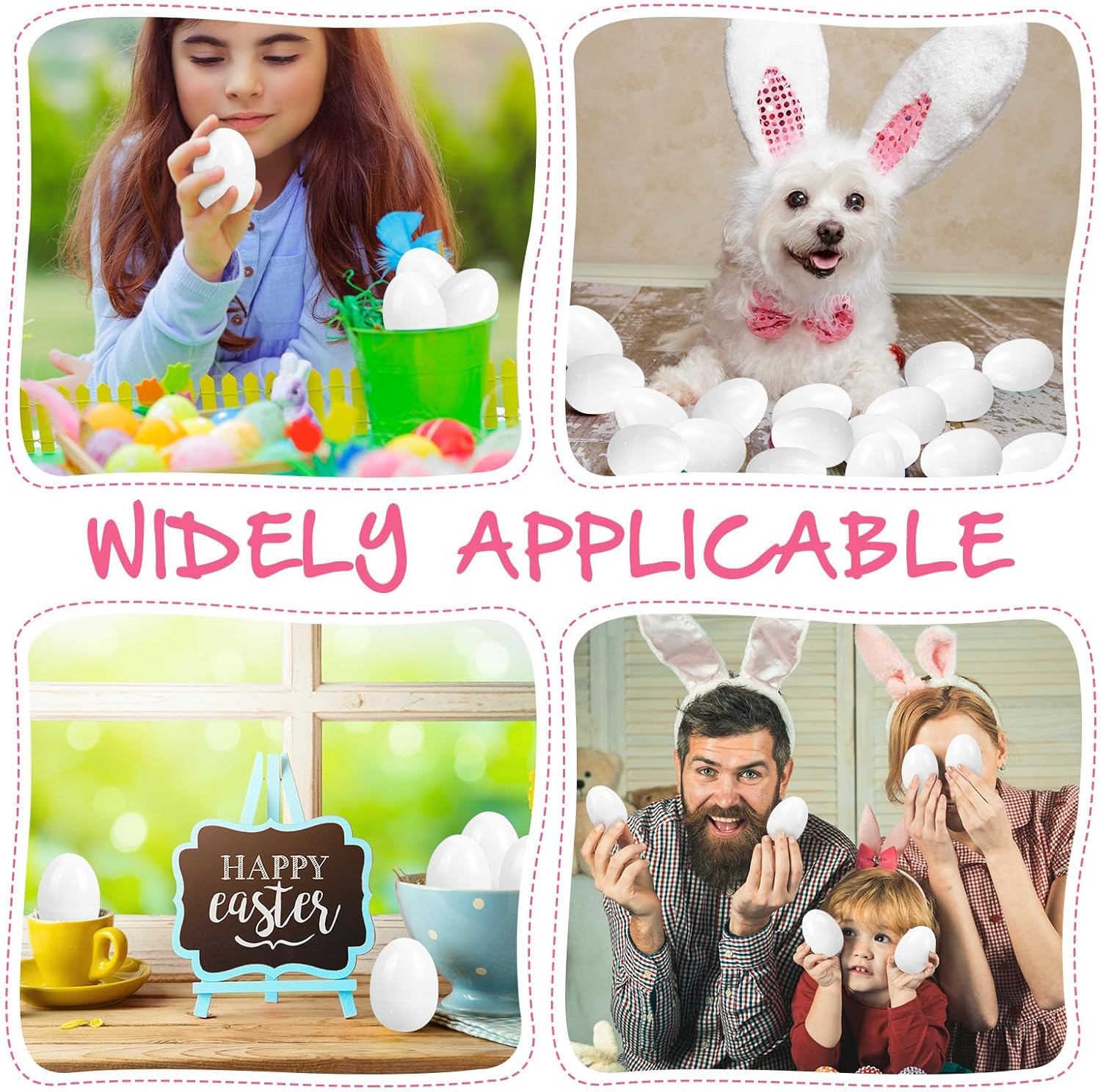 24 Pcs Easter Eggs Plastic Fillable Easter Eggs Bulk Empty Blank for Easter Basket Stuffers Fillers Easter Theme Party Favor Easter Hunt Stuffers Classroom Prize (White)