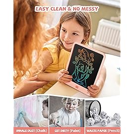 LCD Writing Tablet 10 Inch, Toys for 3 4 5 6 7 8 9 10 Year Old Boys Girls, Colorful Doodle Board Drawing Tablet, Gift for Boys Toddlers Age 3-12 Years, Memo Board, Drawing Pads with Lanyard (Pink)