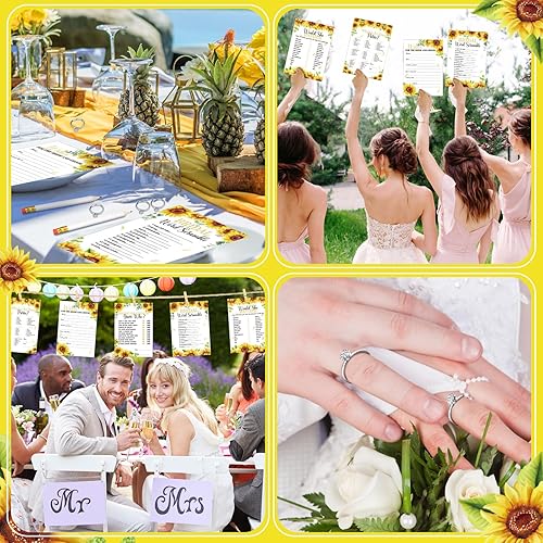 Miniatura 5 de Estune 331 piezas de suministros para juegos de despedida de soltera, 5 juegos de 250 tarjetas de boda, 1 juego de despedida de soltera con 60