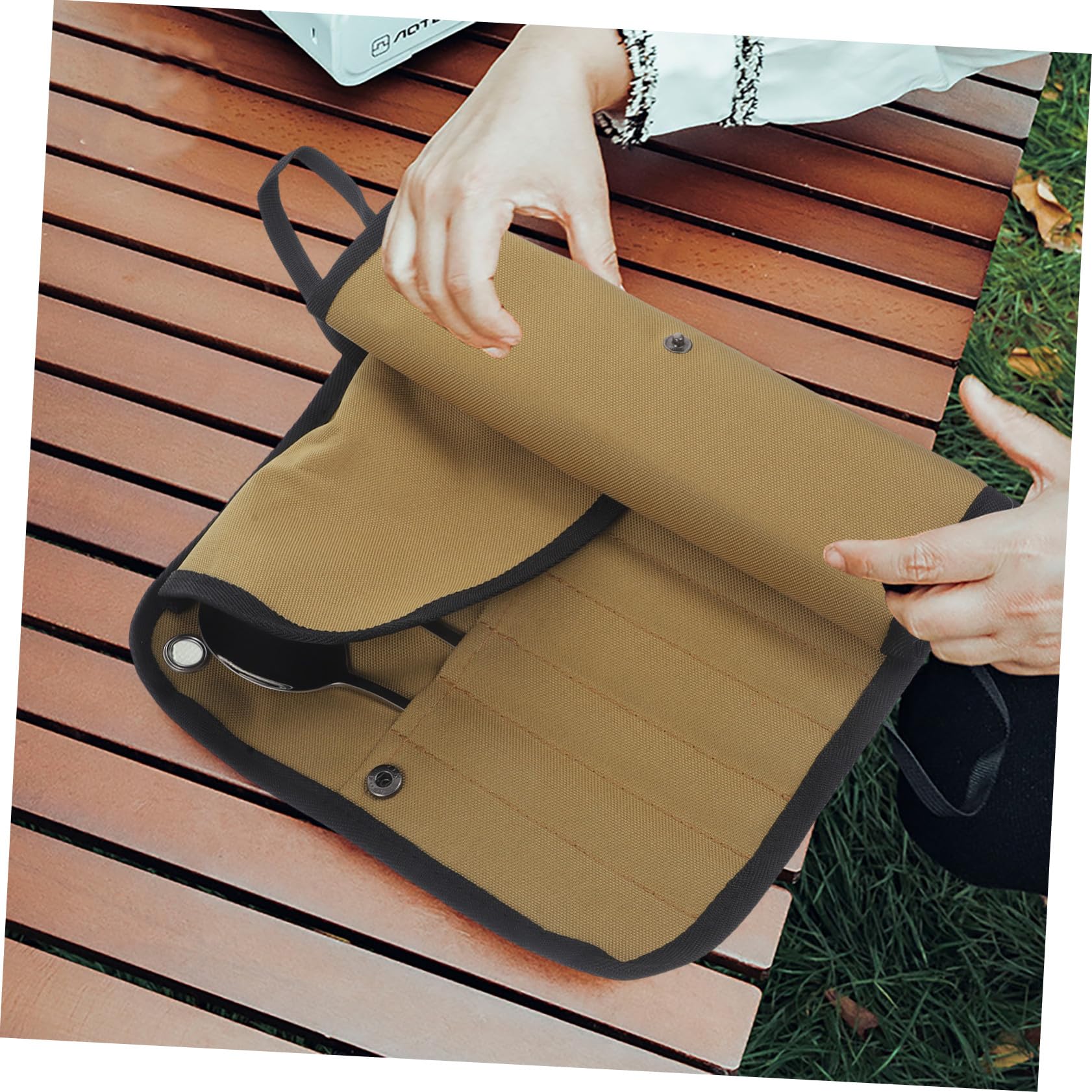 Toyvian Couverts de Camping Kit Couvert Voyage Pochette Roulable pour Ustensiles Extérieur