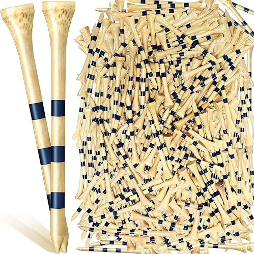 Miniatura 8 de Jadive Camisetas de golf de bambú de 3-1/4 pulgadas de largo establo de madera para actividades de golf, color natural y azul