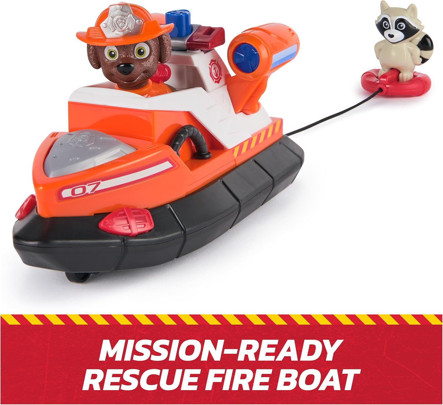 Paw Patrol Fire Rescue Zuma Character Life Boat Launching and Raccoon Toys for Boys and Girls, 3+ Years