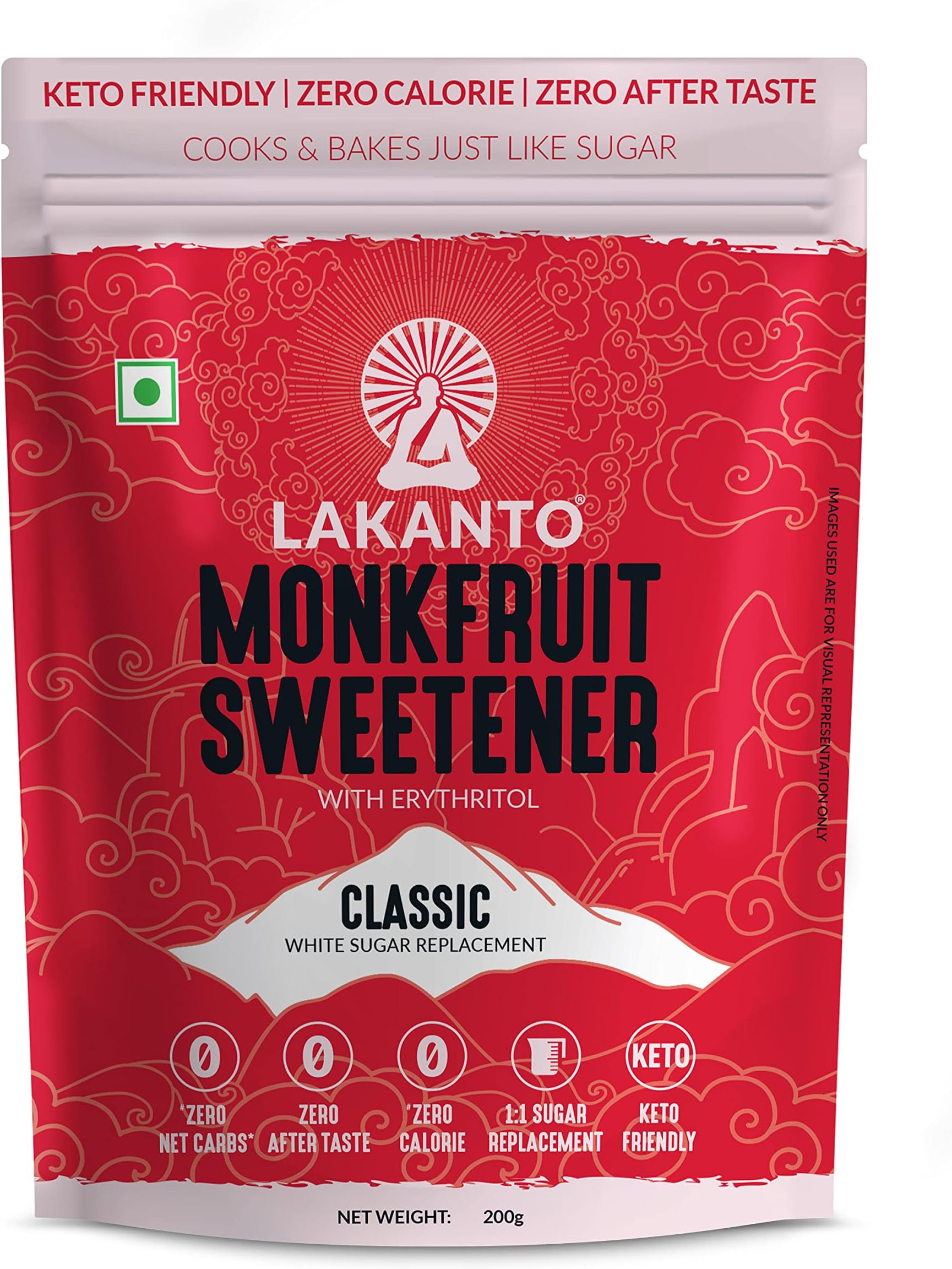 - Classic Japanese's Monk Fruit Sweetener with Erythritol, 200g || White Sugar Substitute, Zero Calorie, Keto Diet Friendly, Zero Net Carbs, Baking, Extract, Sugar Replacement | Sugar Free