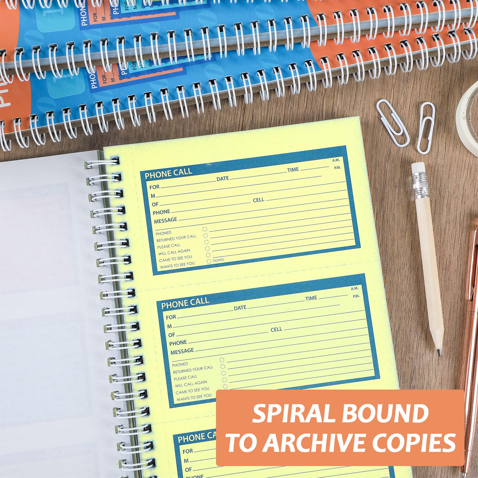 Amazon.com : Spiral Bound Phone Message Book 5-1/4x11inch Phone