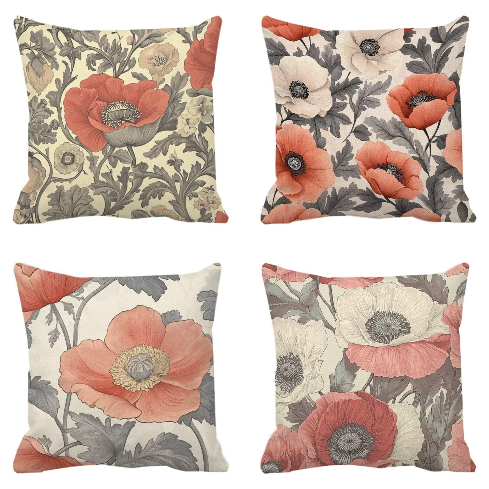Housse de coussin 35x35cm en lin pour un jardin fleuri et un canapé extérieur élégant
