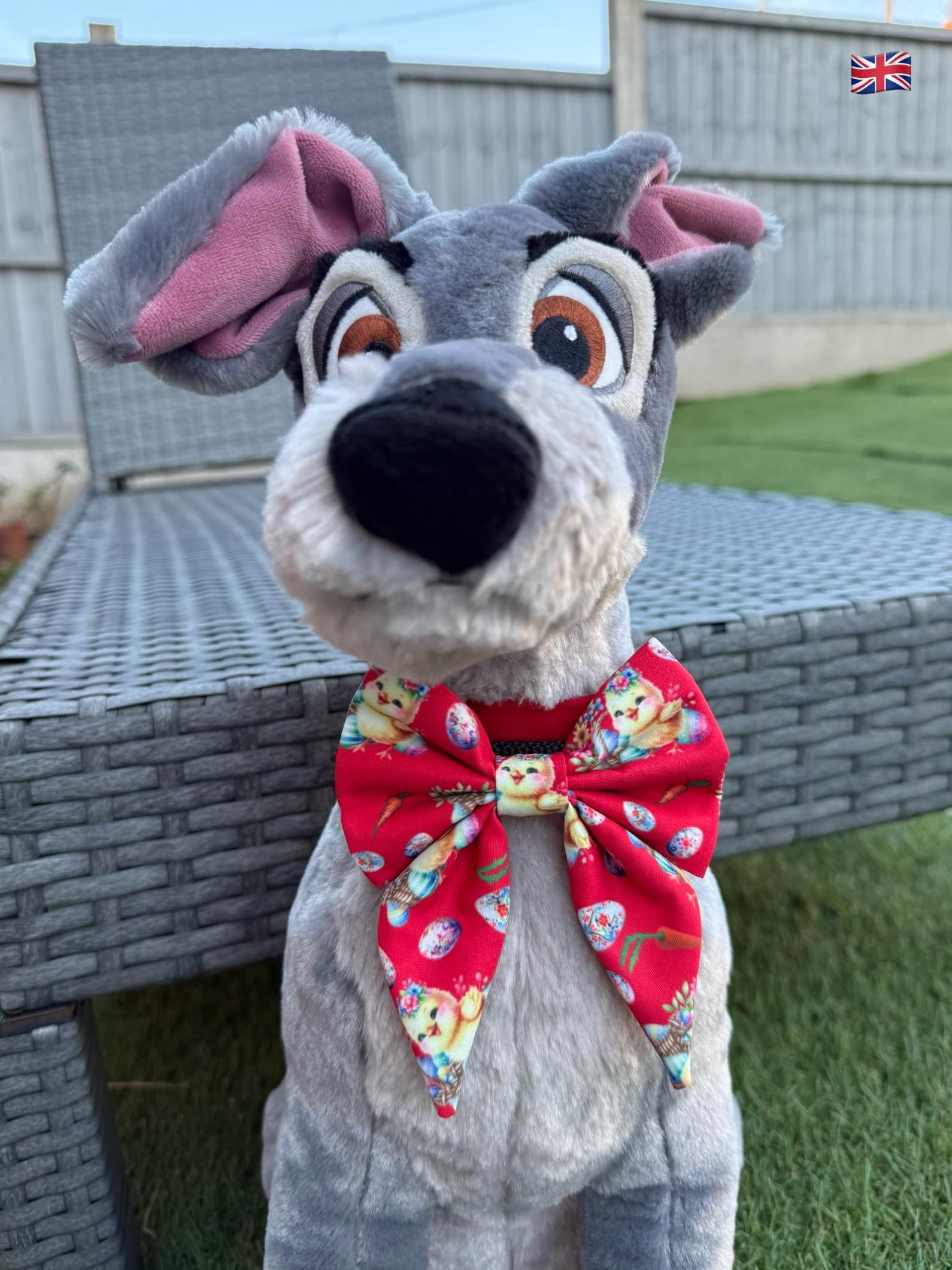 New Dogs Bow Tie Bowtie Sailor Easter Rabbit EGGS carrots RED Elastic Band ACCESSORY UK (Chicken Small), pink - Image 2