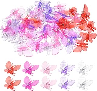 50-Pack Orchid Clips, Plastic Garden Plant Clips, Butterfly Orchid Clips for Supporting Stems/Vines/Stalk Grow Upright [Red, Rose, Pink, Purple, Transparent]