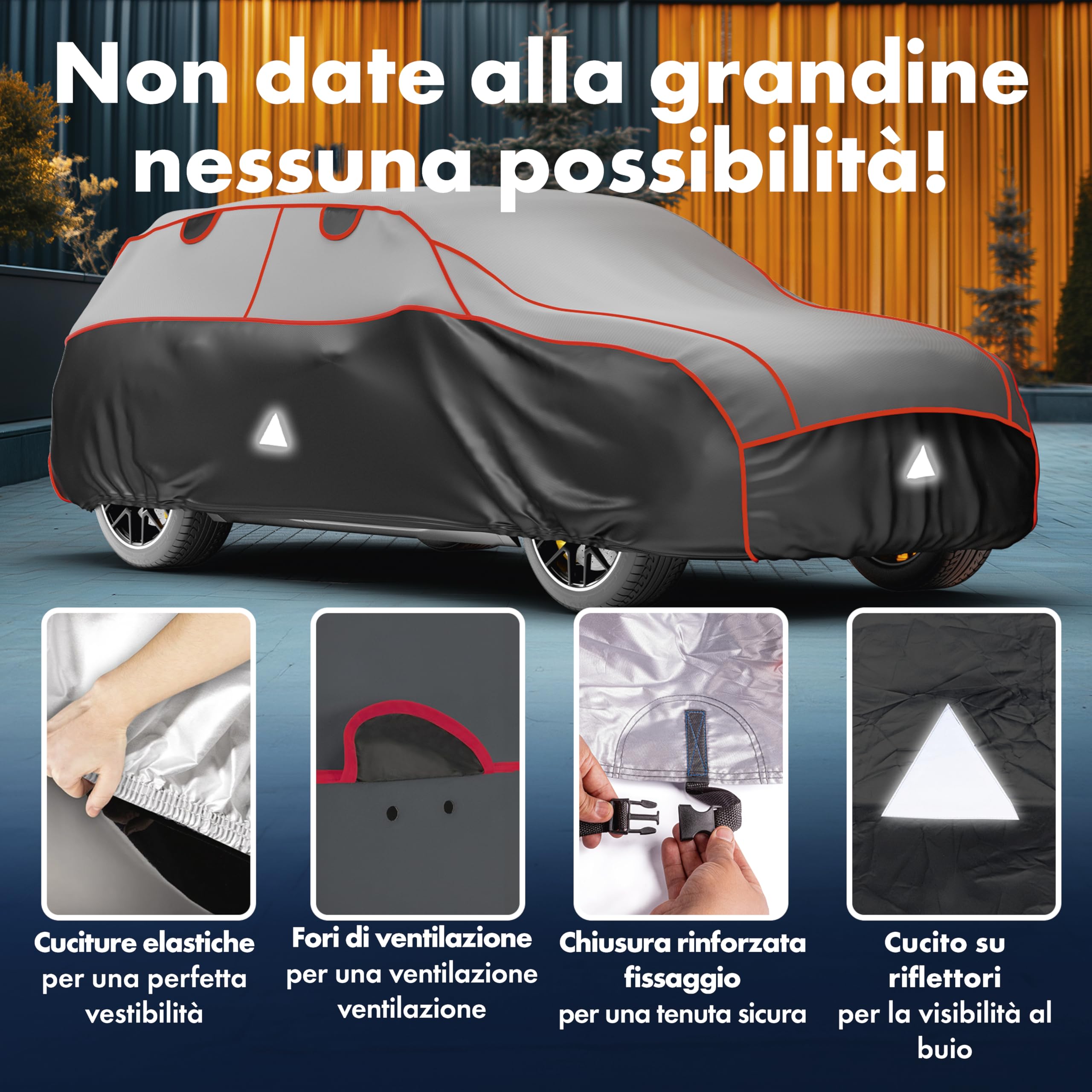 Walser Telo Copriauto antigrandine Premium Hybrid, Vincitore del confronto Molto Buono* Copertura per Auto antigrandine, Telo Protettivo Idrorepellente, Copriauto Misura 5