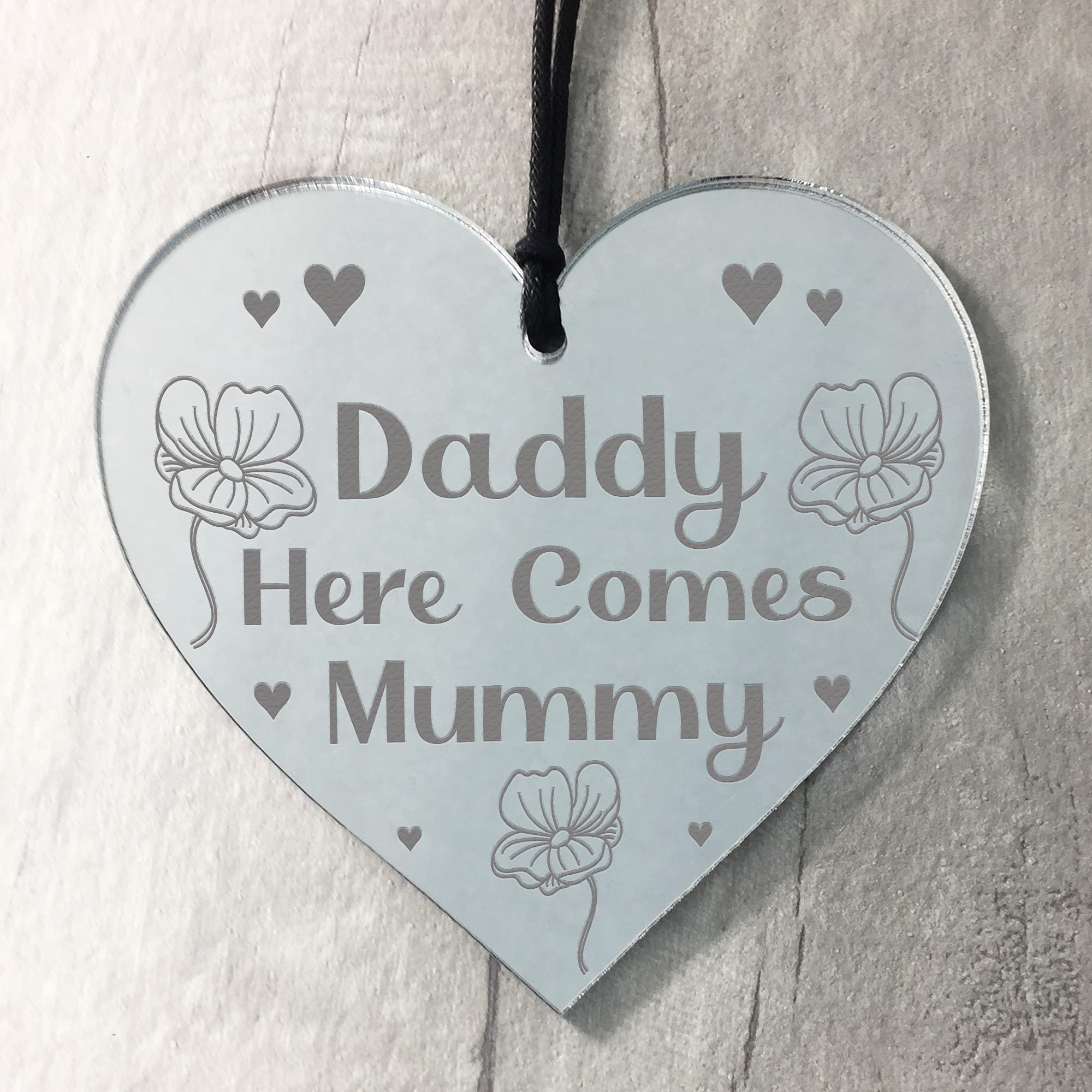 RED OCEAN Daddy Here Comes Mummy Sign Page Boy Gift Hanging Engraved Heart Wedding Sign