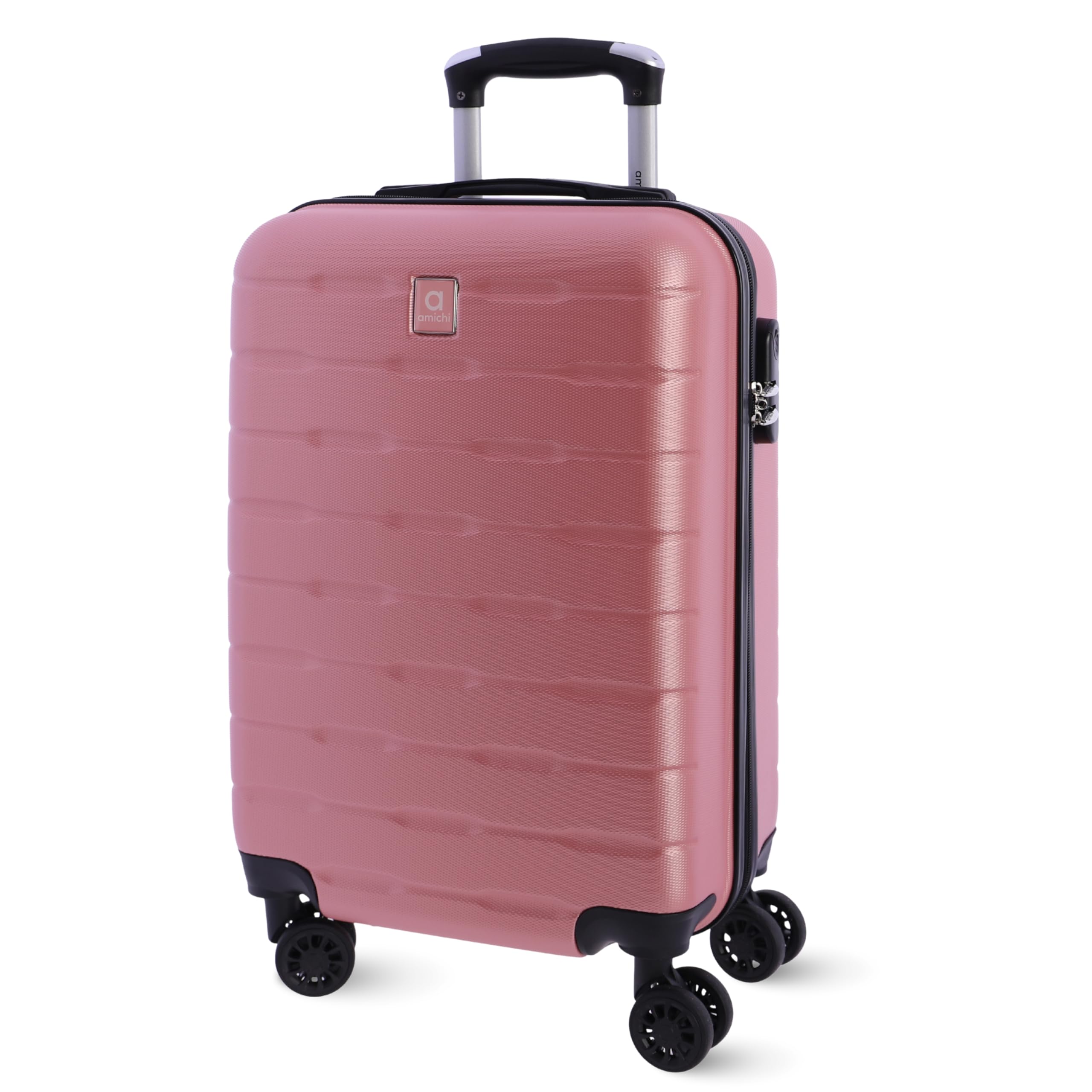 AMICHI - Valigia per cabina rigida 55 x 40 x 20 | bagaglio a mano leggero a 4 ruote 360 º | compatibile con Ryanair, EasyJet e Plus | ideale per week-end, affari o voli brevi