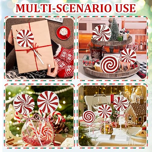 Miniatura 7 de 3 Pieces Christmas Table Decorations Wood Candy Set, Red Christmas Tiered Tray Decor,Rustic Christmas Candy Table Decorations for Home Tables(Cute)