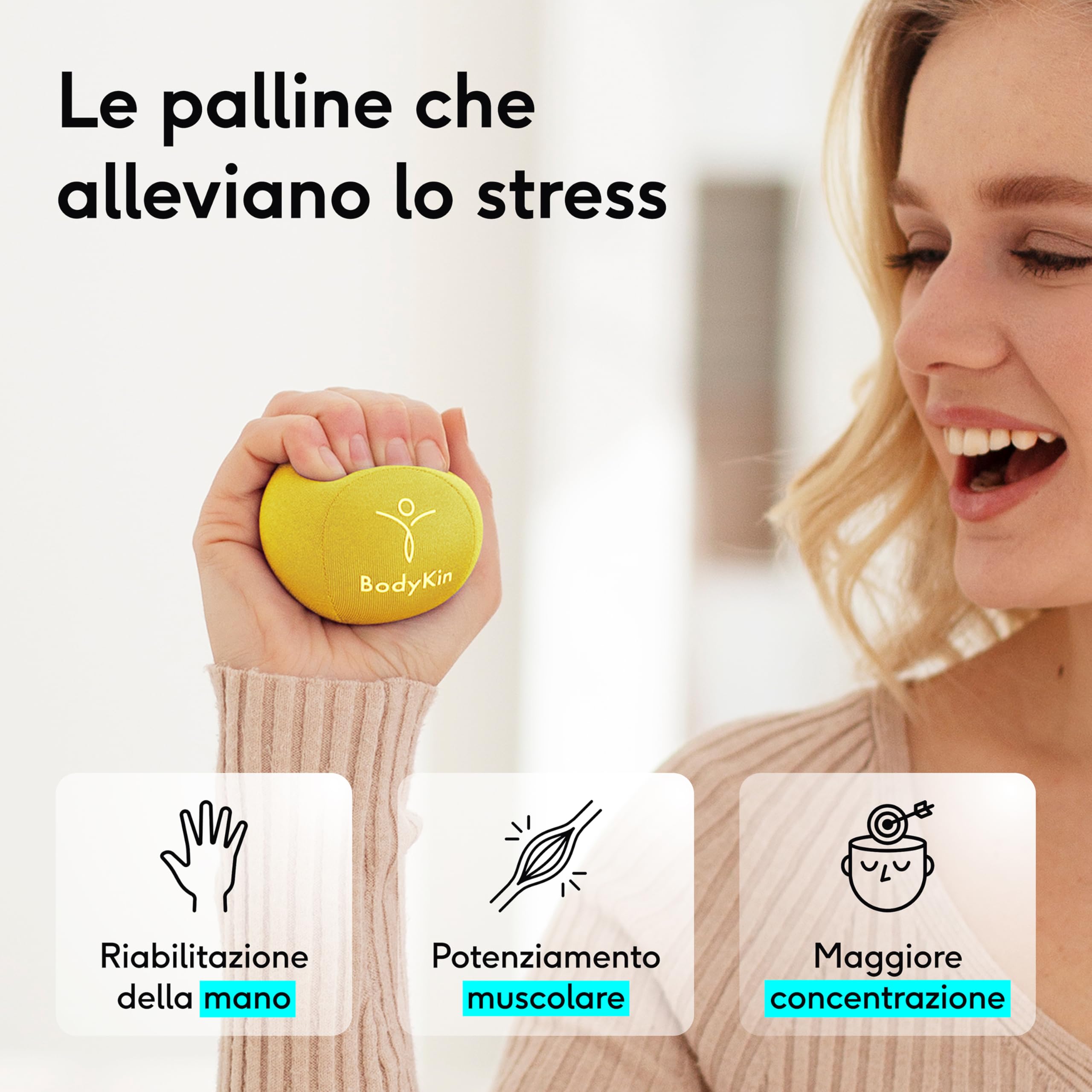 3 palline anti-stress e riabilitazione della mano, palline per bambini e adulti, perfette per ADHD, 3 resistenze