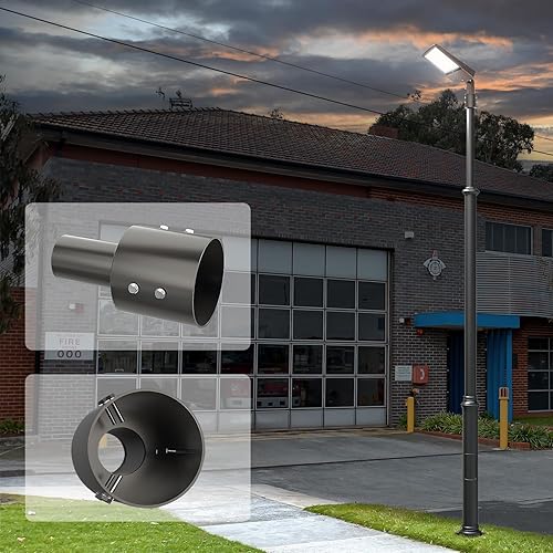 Miniatura 6 de Adaptador de espiga de poste redondo de 4 pulgadas, soporte de adaptador vertical con soporte deslizante (OD 2 38 pulgadas), ideal para alumbrado