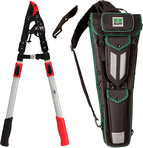 Tree Trimming Combo Kit – Includes 42" Extendable Ratcheting Lopper + Sling Pak Sheath + Bonus Replacement Blade – Heavy Duty Garden Tools Set, Pruning Shears for Thick Branches (Green Pack)