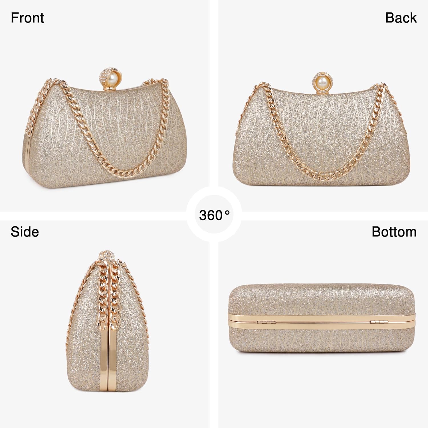 Frosted Glitter Clutch Purses for Women Evening Bag Formal Wedding Party Cocktail Prom Handbags