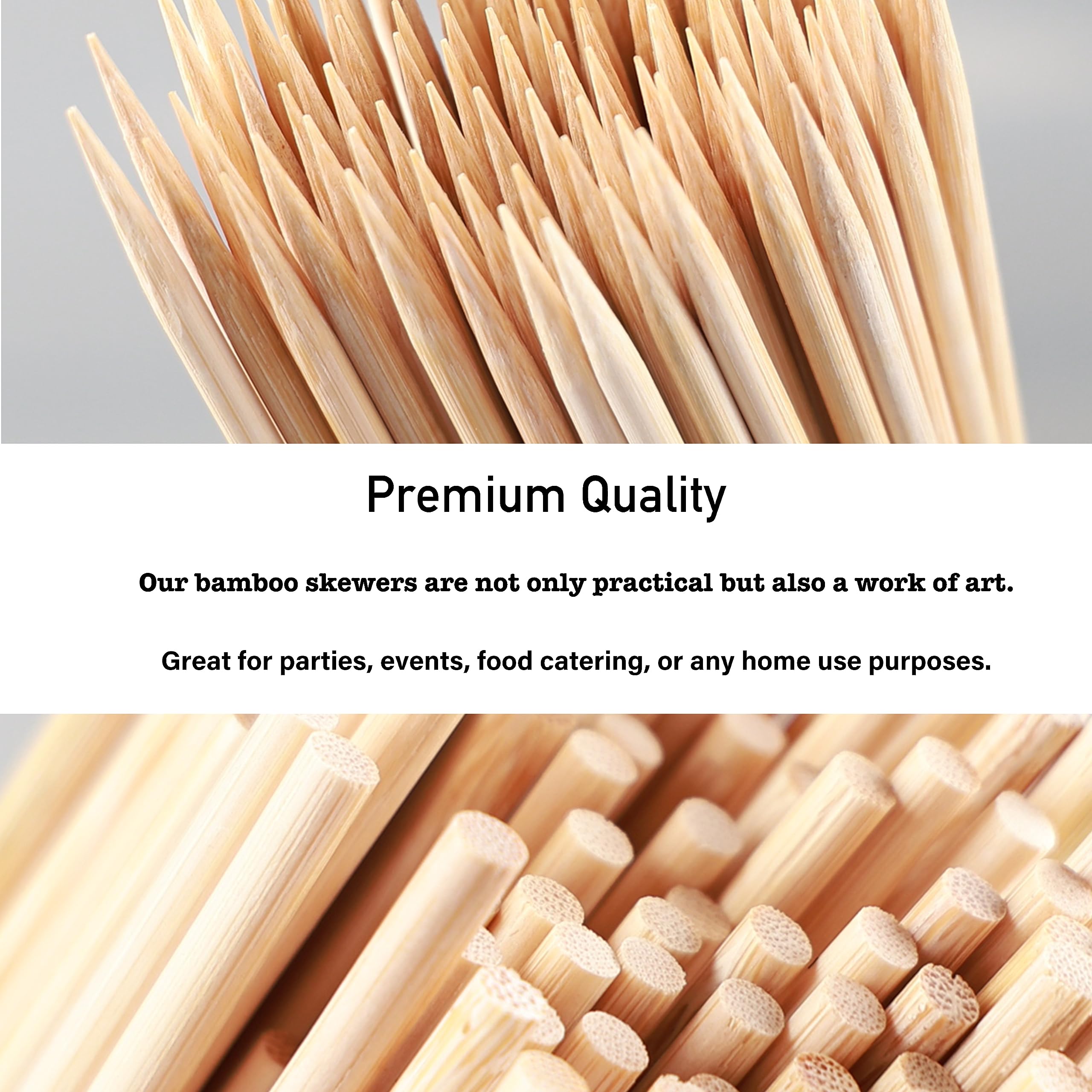 DESIOLE Natural Bamboo Skewers, 100Pcs 6Inch BBQ Sticks for Appetiser, Fruit, Cocktail, Kabob, Chocolate Fountain, Grilling, Barbecue, Kitchen, Crafting, Gardening and Party
