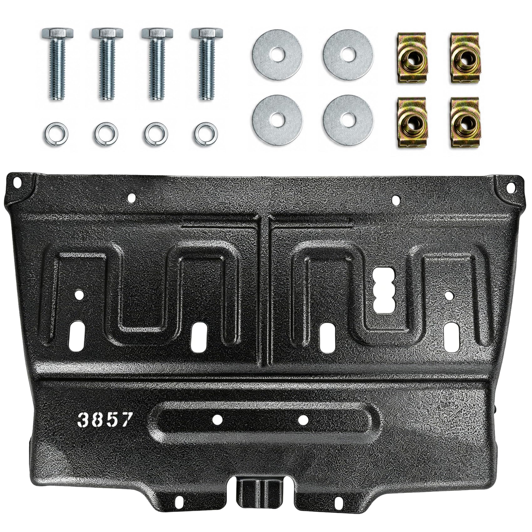 ML3Z-7222-D Engine Splash Shield, Upgrade Manganese Steel Front Under Car Engine Lower Cover Compatible for 2015-2020 Ford F150 with Gasoline Engine (Not Fit for Raptor Model &amp; 3.0L Diesel)