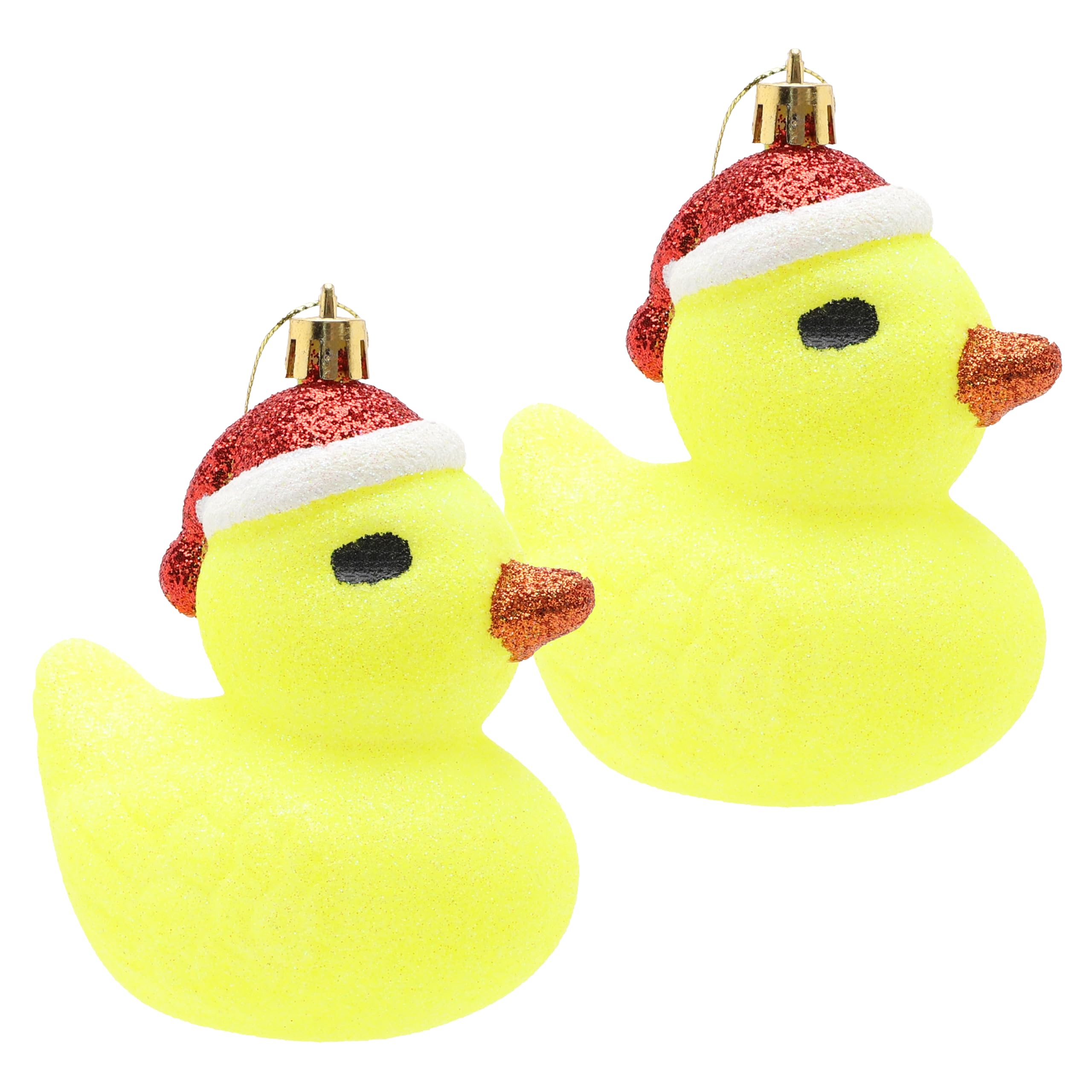 Christmas Concepts® Pack of 2-110mm (4.3") Yellow Glittery Festive Duck Baubles - Christmas Tree Decorations