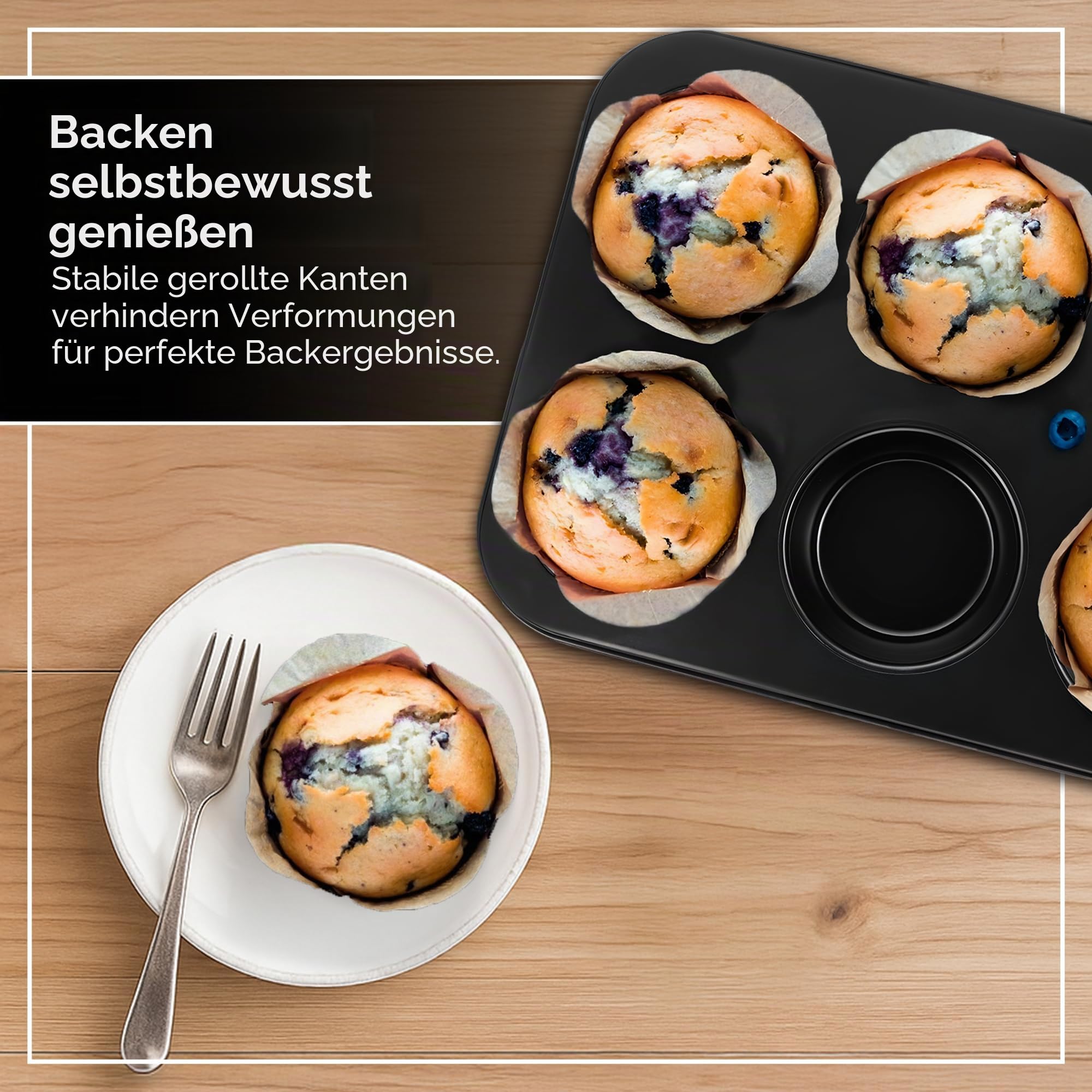 Wrenbury Jumbo Muffin-Form, 2er-Set - Antihaftbeschichtete große tiefe Muffin-Backform, 6 Mulden - Yorkshire-Pudding-Form - Riesige Cupcake-Form - PTFE-frei - 230°C ofenfest