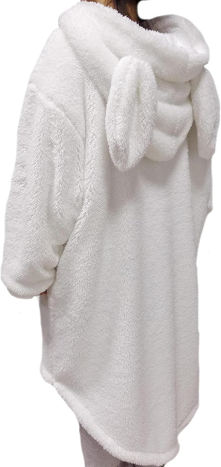 acdiac Unisex Bunny or Bear Blanket Hoodies Sweater Furry fluffy Sweatshirt Oversized Warm Fleece sherpa Blanket Hoodie